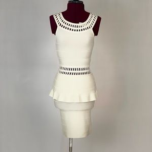 White midi form fitting dress